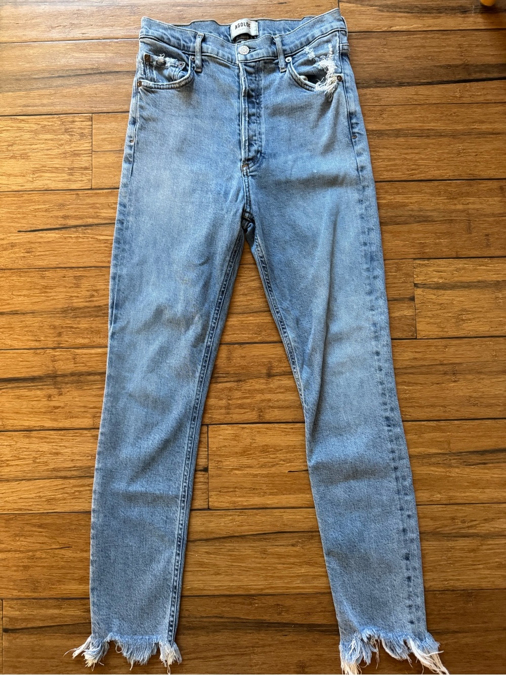 AGOLDE Nico High Rise Jeans - Frayed Hem & Distressed - Size 26